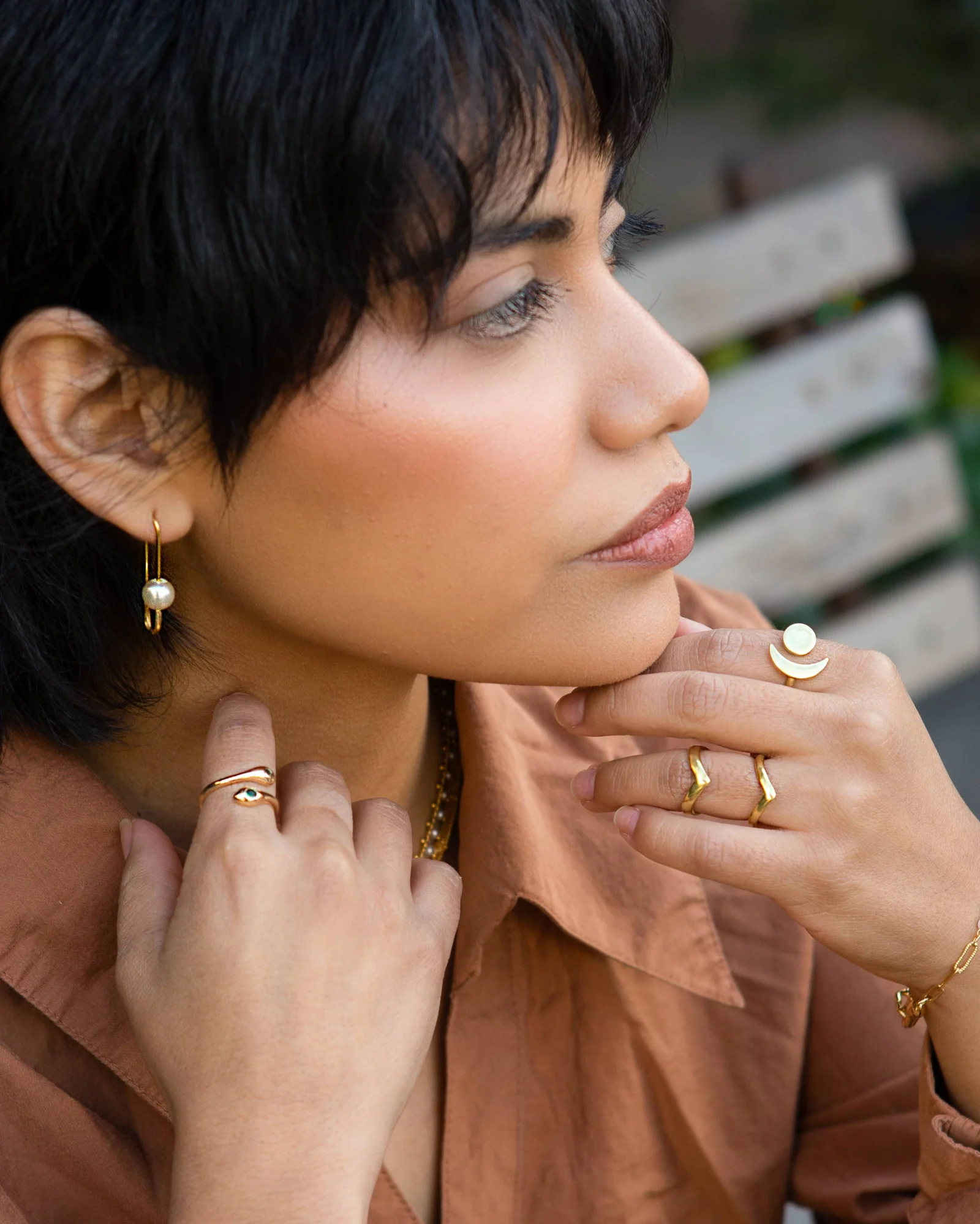 Roxy Pearl Safety Pin Earrings - Image 3